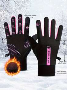 1pair Winter Waterproof Windproof Non-Slip Touch Screen Warm Gloves, For Outdoor Cycling, Driving, Skiing