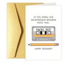1/2/5/10pcs Funny "You're Old" Cassette And Pencil Joke Birthday Card For Men, Women, Dad, Brother, Friends, Uncle - Humorous Older Birthday Card, With Blank Pages Inside, Perfect Gift For Mother's Day, Father's Day, Various Holidays, Anniversaries, Holiday Parties, Birthday Parties, Banquets And Special Occasions - Multicolor - View 10