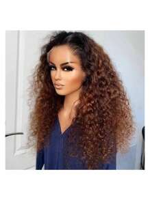 26" Long 150% Density Transparent Lace Front Wigs Human Hair Wet Water Wave Pre Plucked, Pre-Plucked Dark Brown Ombre With Lace Area 13x4 Soft 26Inch Ombre Brown Preplucked Kinky Curly Lace Front Wig Long 150Density For Women Baby Hair Glueless Daily 1pc Elegant Kinky Curly Lace Front Wig - Halloween,Costume Party ,Party Dress Up,Trick-Or-Treat Unisex Daily Wear For All People