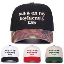 AR 1 Stück Frauen "Stell es auf meine Rechnung des Freundes" bestickte Trucker Kappe, Streetwear Mode Sonnenschutz lässige Kappe, geeignet für Frühling, Herbst, Reisen, Strandparty