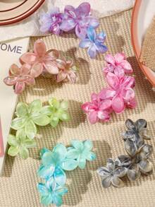 Set de 6 pasadores de pelo con diseño de flores bohemias grandes y patrón de mármol colorido, accesorios de pelo de verano/primavera para mujer, pinzas de pelo, ganchos de pelo, sujetadores de pelo, clips de pelo para vacaciones y atuendos de mujer - Multicolor - Ver 2