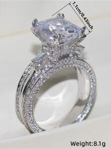 1 pieza Anillo de lujo con circonita cúbica para mujer para boda, compromiso, fiesta, joyería, regalo del Día de San Valentín