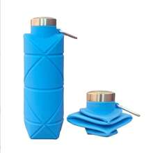 1 pieza de botella de agua plegable de gran capacidad de 700ML, botella de agua portátil de silicona creativa para exteriores, botella de agua deportiva, botella de agua plegable con forma de diamante, apta para viajar, deportes, picnics y uso escolar