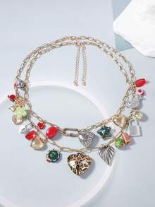 1pc Stylish & Versatile Beach Vacation Layered Pearl Shell Heart Insect Pendant Necklace, Simple For Women - Various Pendant Necklaces - View 8