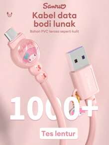 Sanrio KUROMI SJ-725 1m Data Cable With Cartoon Pendant, Smart Protection Charging Cable, Portable & Cute Compatible With IPhone 16, 16 Pro Max, 15, 15 Plus, 15 Pro, 15 Pro Max,Compatible With Xiaomi, Compatible With OnePlus Type C
