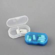Mini Portapillole in plastica a 2 scomparti - Trasparente/Blu, contenitore di stoccaggio portatile con coperchio a scatto - Impermeabile e a prova di umidità
