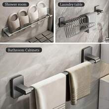 Towel Rack, Bathroom Wall Mounted Towel Holder Organizer Storage, No Drilling, Single Bar For Toilet/Washroom