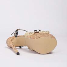 2025 Cm High Heel Bohemian Party Sandals With Fabric Applique, Elegant And Comfortable Summer Heels
