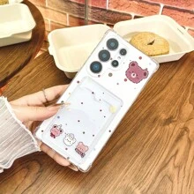 Multi-Functional Plush Bear Phone Case With Card Slot, Compatible With Galaxy S25, S24 ULTRA, S24 FE, S25 ULTRA, Galaxy A36, A56, S23 Ultra, TECNO SPARK GO 2024, POP8, SPARK20C, SPARK20, POVA6, POVA6 PRO 5G, POP9 4G, SPARK GO1, SPARK GO 2025, Shock Proof, Card Holder Design, Suitable For Student ID, Credit Card, ID Card Storage