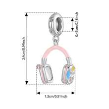 WOSTU 1pc 925 Sterling Silver Pink Girl Style Fitness Equipment Series Pendant Pink Volleyball Dumbbell Headphones Tennis Design Beads Bow Spacer Beads Pendant Fit For Women Original Bracelet Fine Jewelry Gift