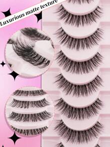 10 Pairs Natural Transparent Stem Lashes 3D Imitation Mink False Eyelashes, Suitable For Women's Daily Makeup And Date Wear