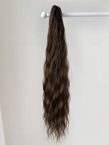 爪形马尾辫接发棕色 32 英寸长天然水波纹耐热纤维合成马尾辫假发适合女孩女士日常使用 - 黑棕色 - 查看 6