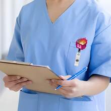 1pc Cute Retractable Badge Reel With Id Card Holder, Key Ring & Clip. Perfect Gift For Nurses And Doctors Back To School