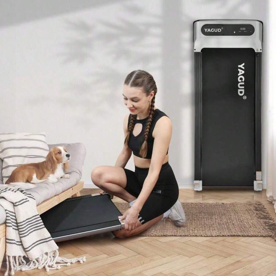 Yagud Walking Pad With Wheels,Remote Control, LED Display, Portable Under Desk Treadmill For Small Spaces, Home/Office Exercise Equipment Fitness Workout Calories-TLL - Mặc định - Xem 1