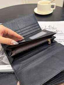 Unisex Long Soft Leather Wallet With Multiple Card Slots All-In-One Purse For Women Wallet Purse Wallet Long Wallet Mini Wallet - Black - View 7
