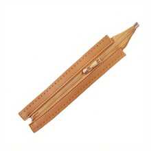 1pc/Elegant -Leather Zippers: , Double-Sided & Braided With Needle Thread Hole - Perfect In Beige, Black, & Light Brown - Multicolor - View 7