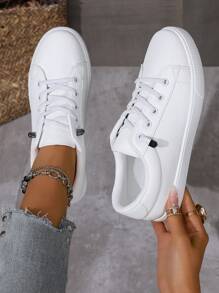 Zapatillas de correr casuales, ligeras y transpirables para mujer, zapatillas blancas versátiles adecuadas para primavera/verano. Se recomienda pedir 1-2 tallas talla grande grandes para pies estrechos