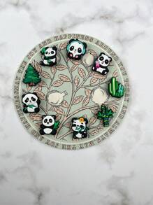 9pcs/Set Panda Cartoon Pattern Sandal Accessories Decorative DIY Decoration Kit, Suitable For Beach, Holiday, Birthday Gifts