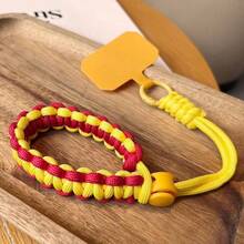 Dây đeo điện thoại có thể điều chỉnh, mặt dây chuyền dệt, dây đeo ngắn trang trí, móc khóa điện thoại CCD phối màu tối giản, chống mất, chống rơi cho nam và nữ (Tất cả vòng đeo tay đều kèm kẹp vuông màu đen) - Nhiều màu - Xem 5