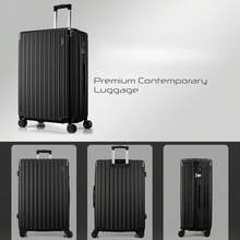 Large Suitcase Hard Shell | Aluminum Telescopic Handle | TSA 3 Digit Combination Lock | 4 Dual Spinner Wheels | Lightweight Suitcase Large. (Black, Large 28") - Black - View 2