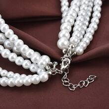 1 pièce Collier perles multicouches long, chaîne élégante et polyvalente pour pulls