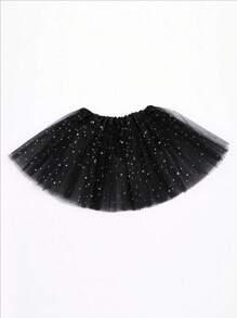 1pc Star Net Yarn Skirt, 30cm Length, Suitable For Teenagers, All Season, Fluffy, Mesh, Party, Role-Play, Carnival, Christmas, Halloween, Three-Layer, Ballet, Stage, Running, Star, Puffy, Princess,