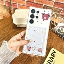 Multi-Functional Plush Bear Phone Case With Card Slot, Compatible With Galaxy S25, S24 ULTRA, S24 FE, S25 ULTRA, Galaxy A36, A56, S23 Ultra, TECNO SPARK GO 2024, POP8, SPARK20C, SPARK20, POVA6, POVA6 PRO 5G, POP9 4G, SPARK GO1, SPARK GO 2025, Shock Proof, Card Holder Design, Suitable For Student ID, Credit Card, ID Card Storage