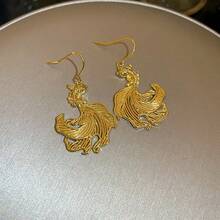 Andkiss 1 Pair New Chinese Style Fashionable Metal Koi Fish Ear Hooks - Gold - View 6