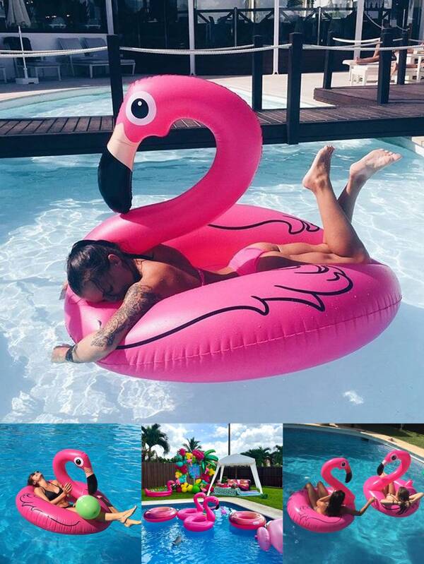 1 pieza Flotador de flamenco de rosa de verano inflable para piscina, suministros de fiesta, artículos esenciales divertidos de playa, flotadores para adultos, favor de fiesta de piscina