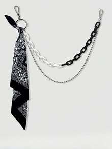 1pc Hip Hop Pants Chain Accessory, Fluorescent Resin Pants Chain, Cashew Flower Square Scarf Waist Chain Summer, School Fall, Autumn, Halloween - Multicolor - View 6