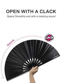 Juego de 3/2/1 abanico manual plegable grande, abanico de fiesta de tela premium, abanico manual plegable de tela de nailon negro, abanico manual plegable artesanal para uso en eventos, decoración de enfriamiento, club, baile, hogar, accesorio, regalo para entusiastas de la danza de damas y caballeros