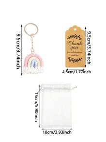 30pcs/15pcs Rainbow Woven Keychain Gift Set, Including 5pcs/10pcs Handmade Keychains, 5pcs/10pcs Thank You Cards And 5pcs/10pcs Organza Bags, Bohemian Style Rainbow Woven Keychains, Suitable For Bridesmaid Gifts, Guest Favors, Birthday Parties, Baby Showers, Mother's Day Parties, Engagement Parties, Bachelorette Parties And Bar/Bat Celebrations