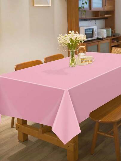 5 件塑料桌布，适用于长方形桌子的一次性桌布，粉色桌布，适用于圣诞派对、生日派对、婚礼