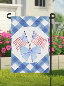 1pc Patriotic American Flag Garden Flag - Red White And Blue Design, Suitable For Independence Day July 4th, Double-Sided Thick Waterproof Outdoor Decoration, 12x18 Inches, Linen Material, Very Suitable For Porch, Yard, Courtyard And Backyard Decor | Holiday Flag Design | Waterproof Flag, Outdoor Garden Flag | Independence Day Decoration, Excluding Flagpole