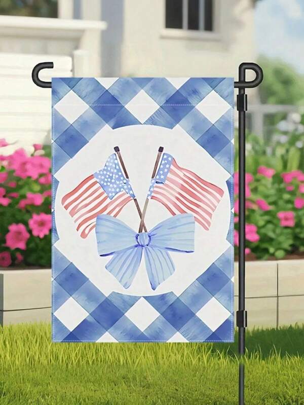 Bandeira de jardim patriótica americana de 1 peça - design vermelho, branco e azul, adequada para o Dia da Independência, 4 de julho, decoração externa dupla face, espessa e à prova d'água, 30 x 45 cm, material de linho, muito adequada para decoração de varanda, quintal, pátio e quintal | Design de bandeira de feriado | Bandeira à prova d'água, bandeira de jardim para áreas externas | Decoração do Dia da Independência, exceto mastro