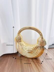 1pc Gold Plastic Acrylic Clutch Handbag, Large Capacity Chain Strap Fashion Bag, Suitable For Attending Evening Galas And Parties