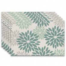 A Set Of 4/6pcs Spring And Summer Placemats Designed With Colorful Spring Flower Patterns, Woven From 100% Polyester Fiber, Machine Washable Polyester Placemats With Multiple Color Patterns To Choose From, Heat-Resistant, Stain Resistant, Waterproof, Easy To Clean, Suitable For Coffee Table Decoration, Holiday Party Decoration, Table Protection, Kitchen And Living Room Decoration