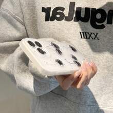 1 件透明黑色圆点樱桃设计软手机壳，韩式简约深色风格，适用于 Apple 16/15/14/13/12/11 系列 - 白色 - 查看 3