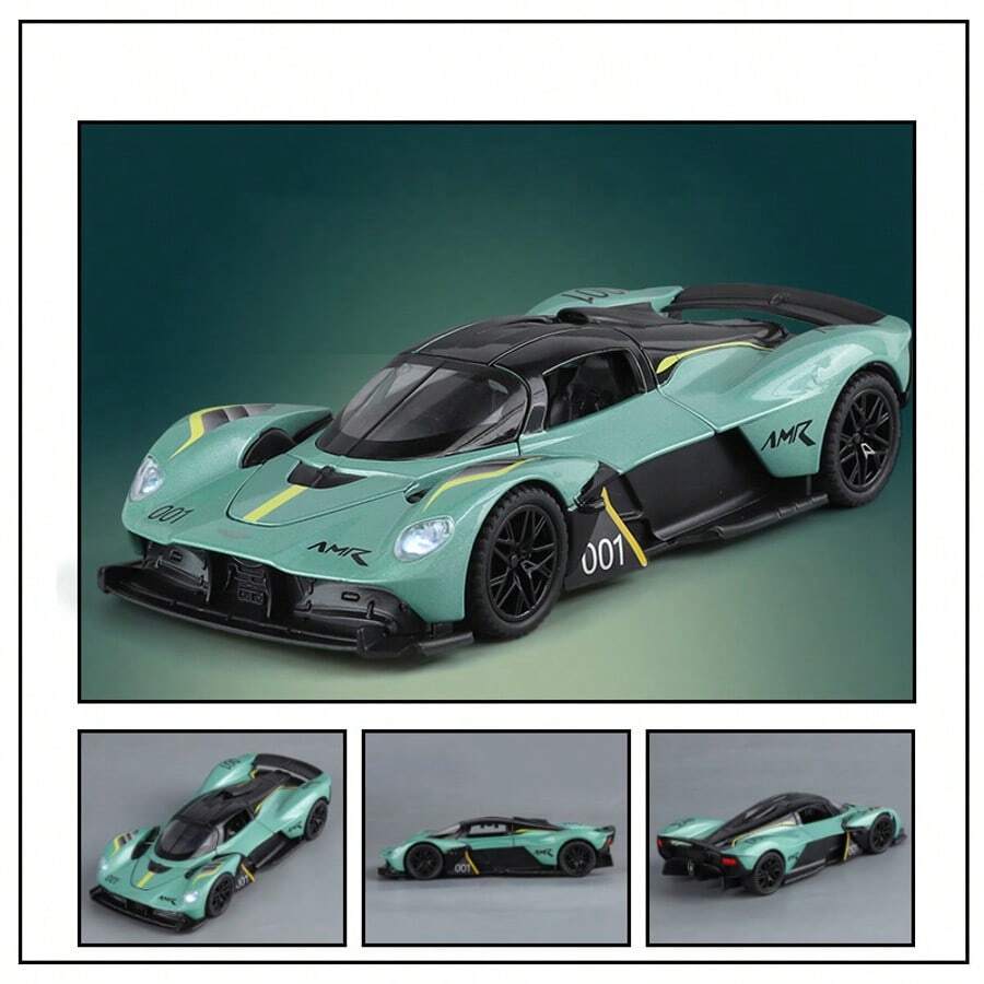 1 pieza Modelo de coche de aleación fundido a troquel Supercar Valkyrie a escala 1:32, de 15,5 cm de largo x 6,7 cm de ancho x 3,7 cm de alto, con sonido y luz, juguete de metal para niños de 3+ años, regalo para fiestas o vuelta al cole - Multicolor - Ver 1