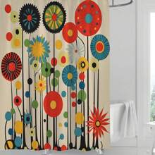 1pc Printed Waterproof Shower Curtain, With 12 Plastic Hooks, Machine Washable, Bathroom Partition, Bathtub Curtain, Bathroom Decor Window Curtain Back To School