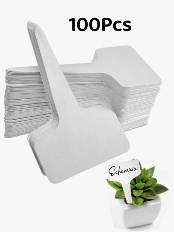100 Pcs Plastic Plant Tags, Garden Identification Tags, Waterproof T-Shaped Plant Tags, DIY Gardening Materials, Plant Identification Tags, Reusable