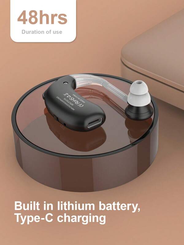 Rechargeable Hearing Aid Earphone, USB Power Supply, Polymer Lithium-Ion Battery, Audio Enhancement, Clear Communication Hearing Aid Earphone.
