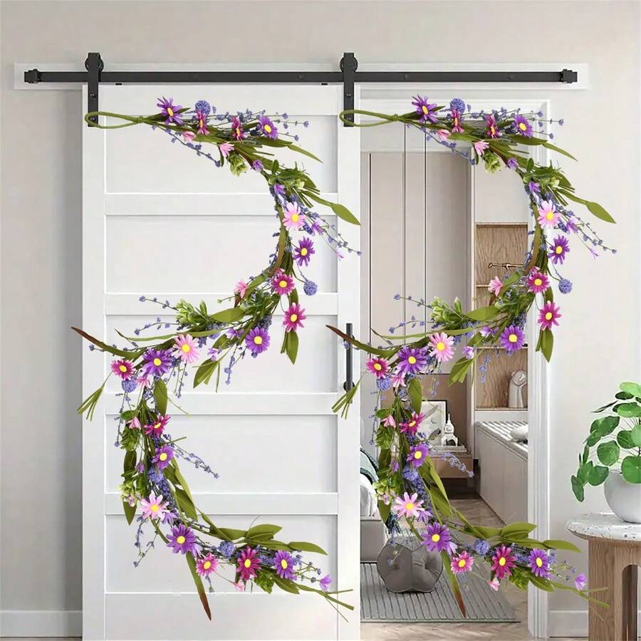 Artificial Lavender Garland Spring Flower Garland Fake Hanging Vines For Wedding Party Mantle - Purple - View 1
