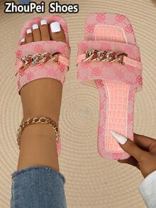 2025 Damen Flache Sandalen, Neueste Flache Sandalen, Modische Lässig Outdoor Garderobe, Damen Slip-On Sandalen - Pink - Übersicht 3