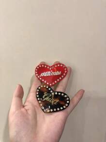 Pinza de cabello personalizada de acrílico con nombre, pinza de cabello DIY con rhinestones con forma de corazón, accesorio de cabello de alta gama como regalo para novia, dama de honor