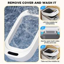 Joybos 1pc 3.5 Gallon Bathroom Trash Can With Lid , Touchless Motion Trash Can With Automatic Adsorption Bagging, 2 Rolls Of Garbage Bags.Auto-Adsorption Slim Small Waste Basket, Bathroom Garbage Can.Ultra-Thin Small Trash Basket, Suitable For Bedroom, Bathroom, Kitchen,Office. - 白色 - 查看 5