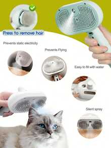 四合一蒸汽猫狗刷，高效清洁蒸汽猫刷，深度清洁除毛，轻松去除宠物毛发，使用方便，带释放按钮，自清洁金属宠物喷雾刷带手柄，宠物美容刷，猫咪蒸汽刷，USB充电猫刷，漂浮式除毛刷，宠物护理电动喷雾按摩器，适用于猫狗，去除打结和松散的毛发 - 彩色 - 查看 6