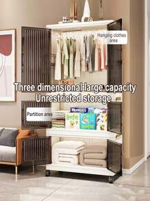 Foldable Wardrobe Storage Cabinet, All-In-One Clothes Organizer Closet For Adult And Children Bedroom