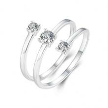 1 PC Simple Multilayer Rings 925 Sterling Silver Clarity CZ Rings For Women Fine Original Jewelry Gift - Silver - View 2