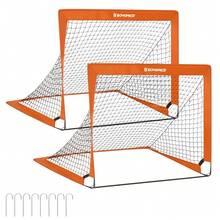 SONGMICS Set Of 2 Football Goal Foldable Football Net Quick Set Up Garden Classes Fiberglass Frame Oxford Polyester - Orange - View 4